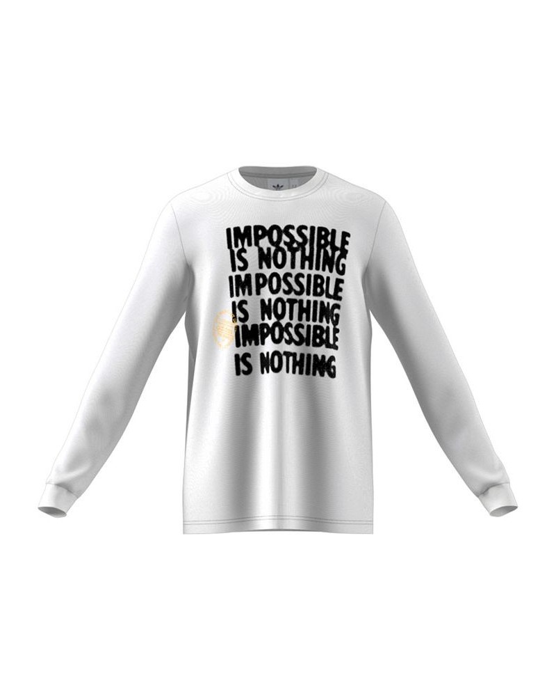 Men's Impossible Crewneck Long-Sleeve Graphic T-Shirt White $22.00 T-Shirts