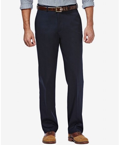 Men's Premium No Iron Khaki Classic Fit Flat Front Hidden Expandable Waist Pant Navy $30.79 Pants