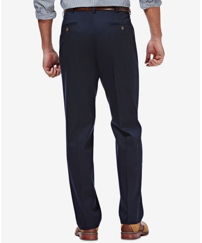 Men's Premium No Iron Khaki Classic Fit Flat Front Hidden Expandable Waist Pant Navy $30.79 Pants