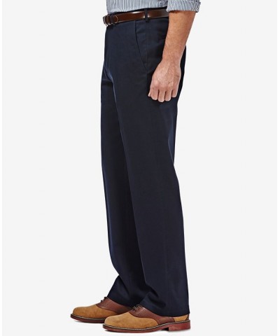 Men's Premium No Iron Khaki Classic Fit Flat Front Hidden Expandable Waist Pant Navy $30.79 Pants