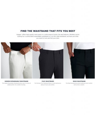 Men's Premium No Iron Khaki Classic Fit Flat Front Hidden Expandable Waist Pant Navy $30.79 Pants