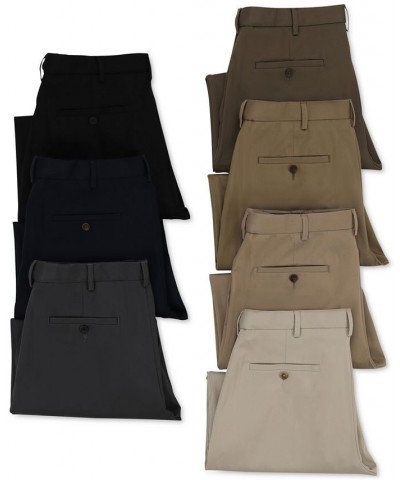 Men's Premium No Iron Khaki Classic Fit Flat Front Hidden Expandable Waist Pant Navy $30.79 Pants