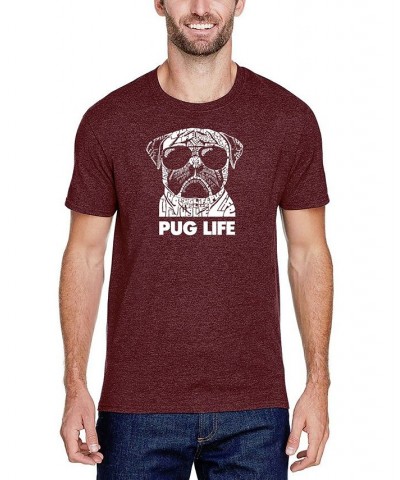 Men's Premium Blend Word Art Pug Life T-shirt Red $18.00 T-Shirts