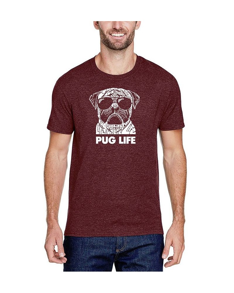 Men's Premium Blend Word Art Pug Life T-shirt Red $18.00 T-Shirts