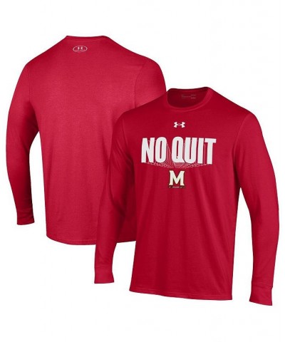 Men's Red Maryland Terrapins Shooter Performance Long Sleeve T-shirt $28.99 T-Shirts