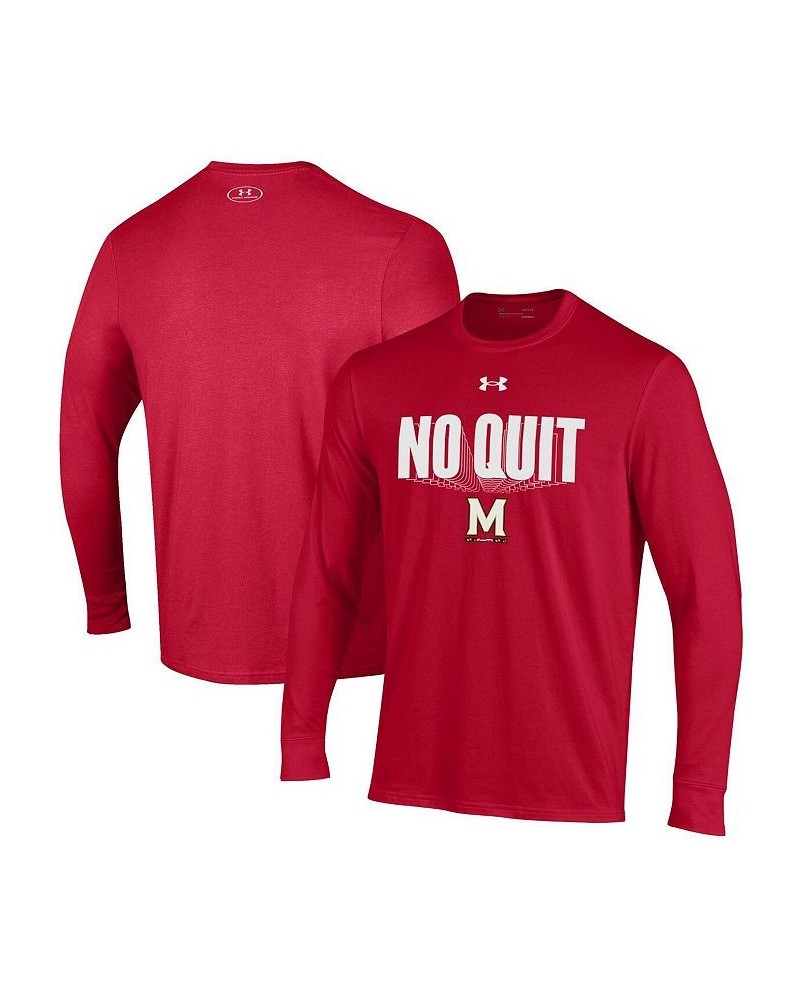 Men's Red Maryland Terrapins Shooter Performance Long Sleeve T-shirt $28.99 T-Shirts