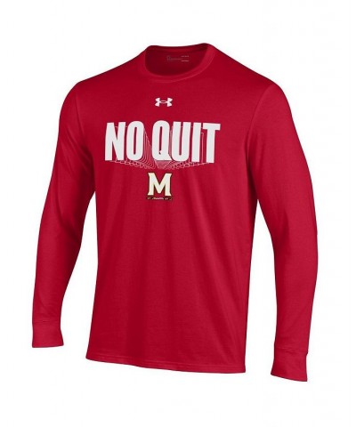 Men's Red Maryland Terrapins Shooter Performance Long Sleeve T-shirt $28.99 T-Shirts