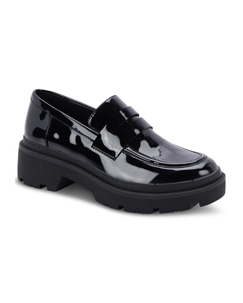 Women's Saanvi Waterproof Penny Loafers Black $45.87 Shoes