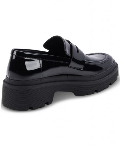 Women's Saanvi Waterproof Penny Loafers Black $45.87 Shoes