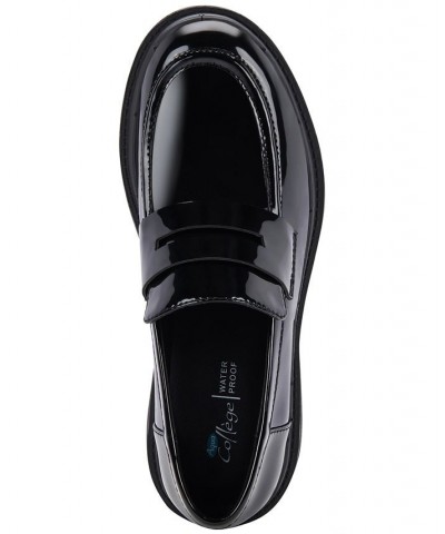 Women's Saanvi Waterproof Penny Loafers Black $45.87 Shoes