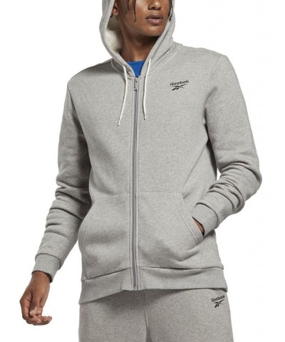 Men's Identity Chest Logo Zipper Fleece Hoodie Gray $23.65 Sweatshirt