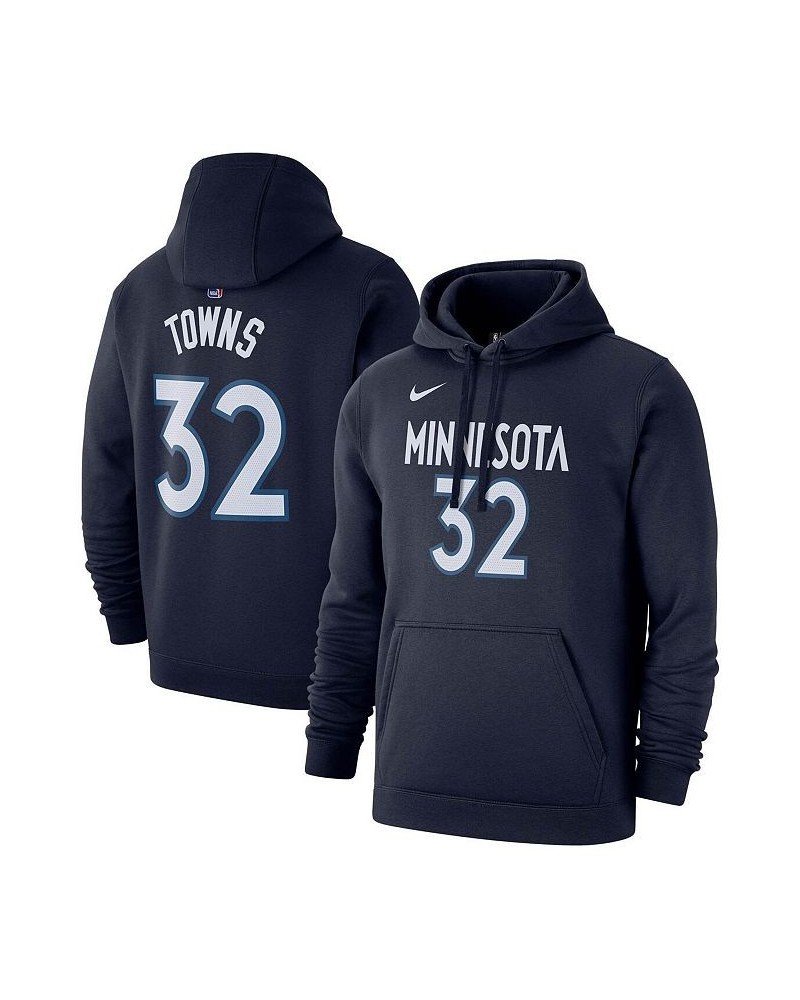 Men's Karl-Anthony Towns Navy Minnesota Timberwolves 2019/20 Name and Number Pullover Hoodie $37.40 Sweatshirt