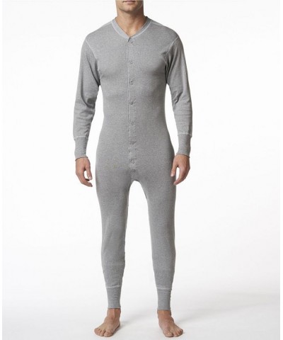 Men's Cotton Long Sleeve Onesie Combination Gray $30.40 Pajama