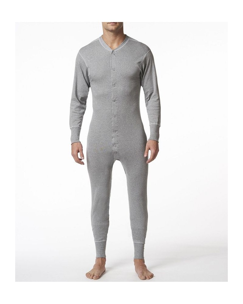 Men's Cotton Long Sleeve Onesie Combination Gray $30.40 Pajama