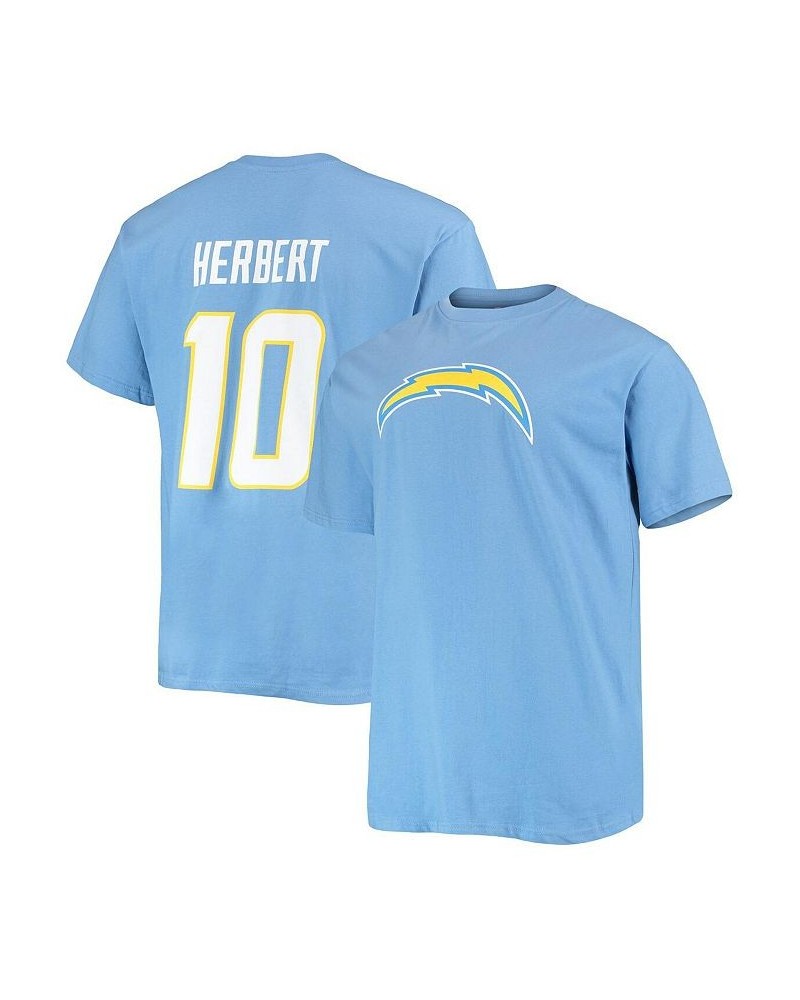 Men's Branded Justin Herbert Powder Blue Los Angeles Chargers Big and Tall Player Name and Number T-shirt $18.00 T-Shirts