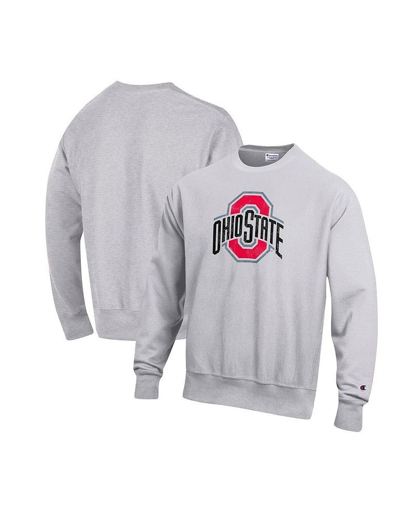 Men's Heathered Gray Ohio State Buckeyes Vault Logo Reverse Weave Pullover Sweatshirt $40.80 Sweatshirt