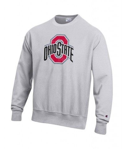 Men's Heathered Gray Ohio State Buckeyes Vault Logo Reverse Weave Pullover Sweatshirt $40.80 Sweatshirt