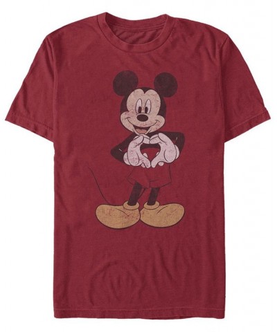 Men's Vintage-Like Mickey Short Sleeve Crew T-shirt Red $16.45 T-Shirts