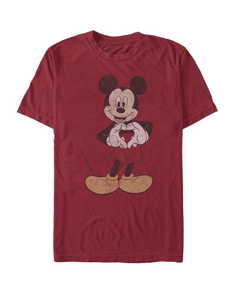 Men's Vintage-Like Mickey Short Sleeve Crew T-shirt Red $16.45 T-Shirts