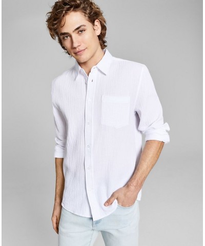 Men's Long-Sleeve Seersucker Shirt Bleached Sand $30.25 Shirts