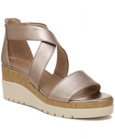 Goodtimes Ankle Strap Wedge Sandals Silver $45.00 Shoes