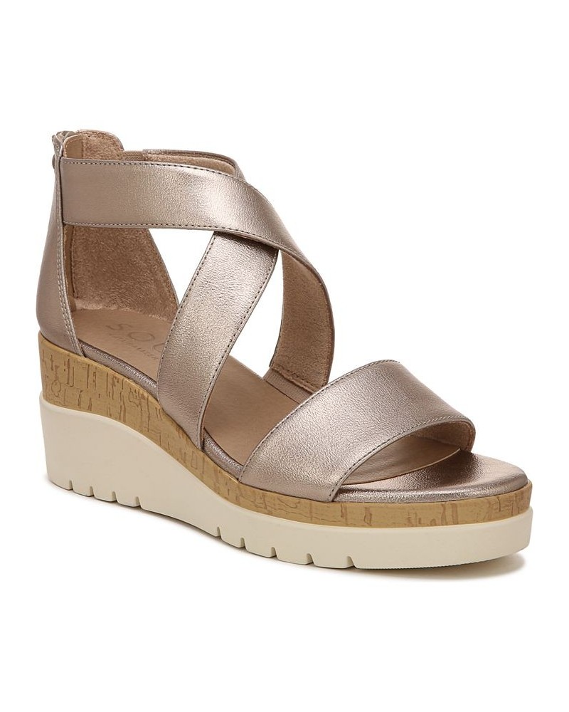 Goodtimes Ankle Strap Wedge Sandals Silver $45.00 Shoes