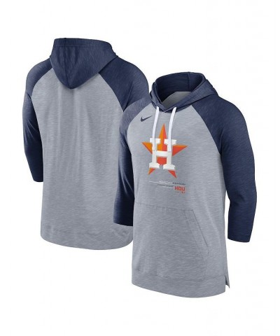 Men's Heather Gray, Heather Navy Houston Astros Baseball Raglan 3/4 Sleeve Pullover Hoodie $36.75 Sweatshirt