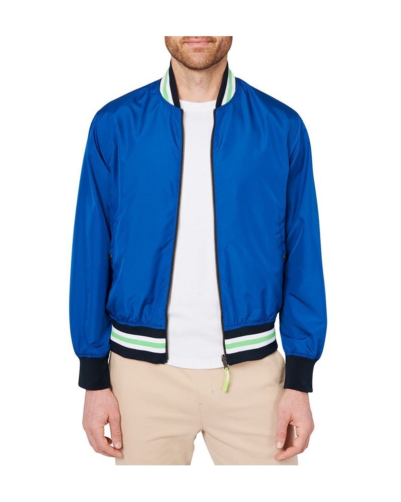 Men's Dreamy Slim-Fit Reversible Water-Repellent Bomber Jacket Blue $70.27 Jackets