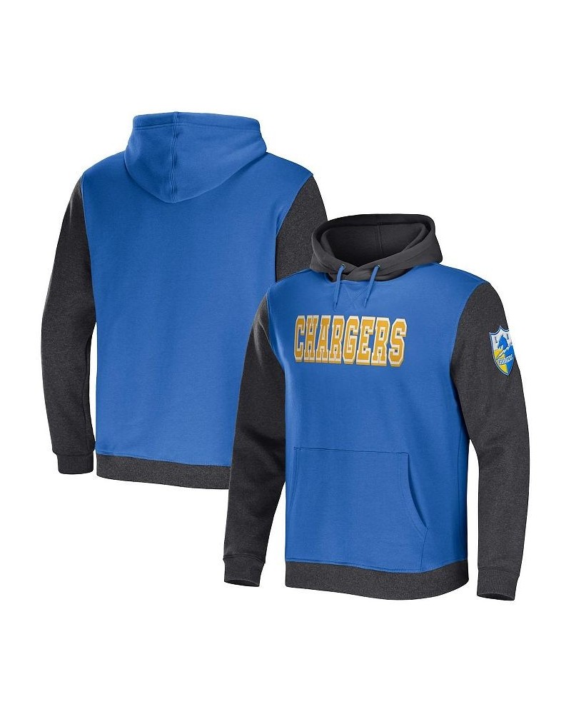 Men's NFL x Darius Rucker Collection by Blue, Charcoal Los Angeles Chargers Colorblock Pullover Hoodie $34.50 Sweatshirt