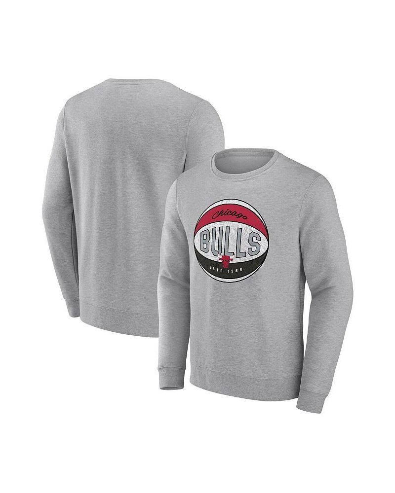 Men's Branded Heathered Gray Chicago Bulls True Classics Vint Pullover Sweatshirt $31.50 Sweatshirt