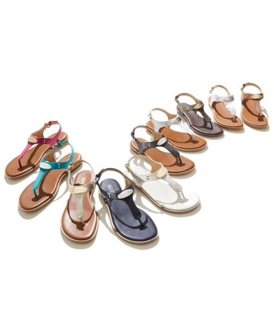 Women's MK Plate Flat Thong Sandals PD02 $52.25 Shoes