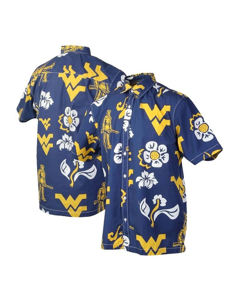 Men's Navy West Virginia Mountaineers Floral Button-Up Shirt $37.79 Shirts