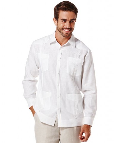 100% Linen Long Sleeve Guayabera Shirt Bright White $28.56 Shirts