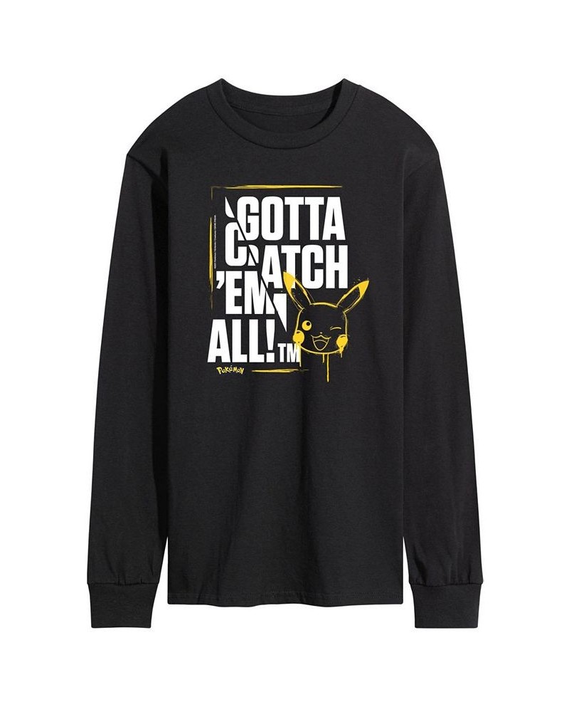 Men's Pokemon Gotta Catch 'Em Long Sleeve T-shirt Black $17.64 T-Shirts