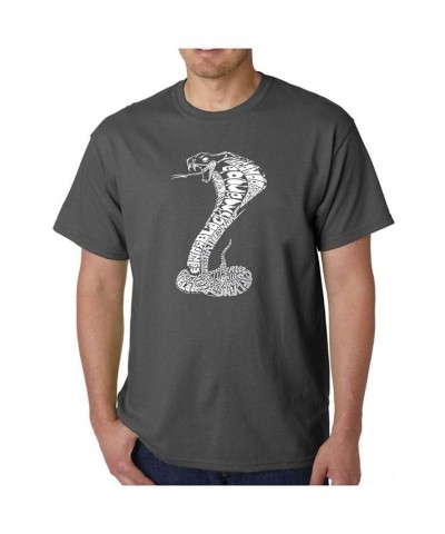 Men's Word Art T-Shirt - Types of Snakes Gray $20.64 T-Shirts