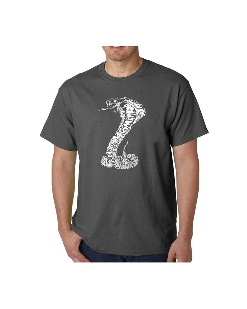 Men's Word Art T-Shirt - Types of Snakes Gray $20.64 T-Shirts