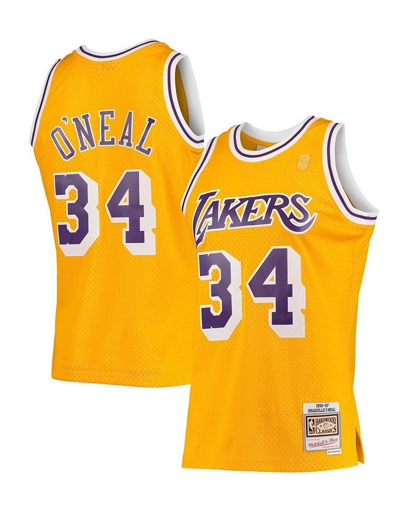 Men's Shaquille O'Neal Gold-Tone Los Angeles Lakers Hardwood Classics 1996-97 Swingman Jersey Yellow $44.95 Jersey