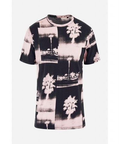 Men's Basic Los Angeles Palms Tree Short Sleeve T-shirt Lagoon Fog $25.92 T-Shirts