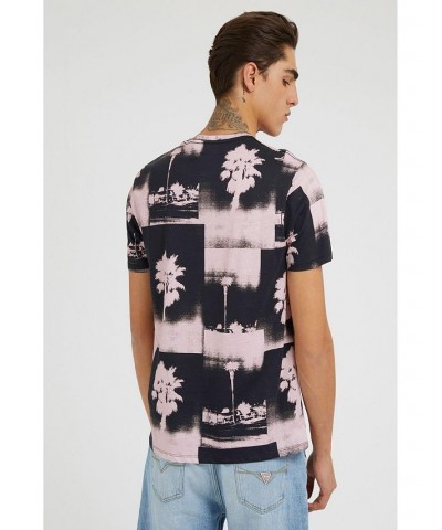 Men's Basic Los Angeles Palms Tree Short Sleeve T-shirt Lagoon Fog $25.92 T-Shirts