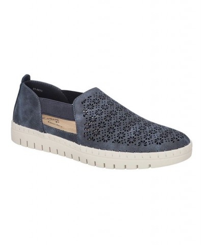 Women's Megafresh Comfort Flats Blue $29.40 Shoes