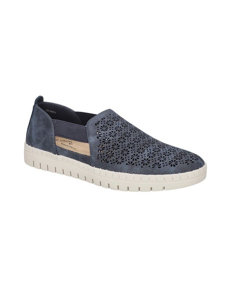 Women's Megafresh Comfort Flats Blue $29.40 Shoes