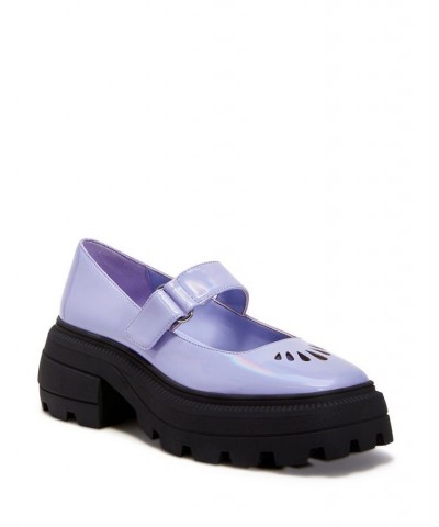 Women's The Geli Combat Mary Jane Stay-Put Lug Sole Loafer Purple $54.74 Shoes