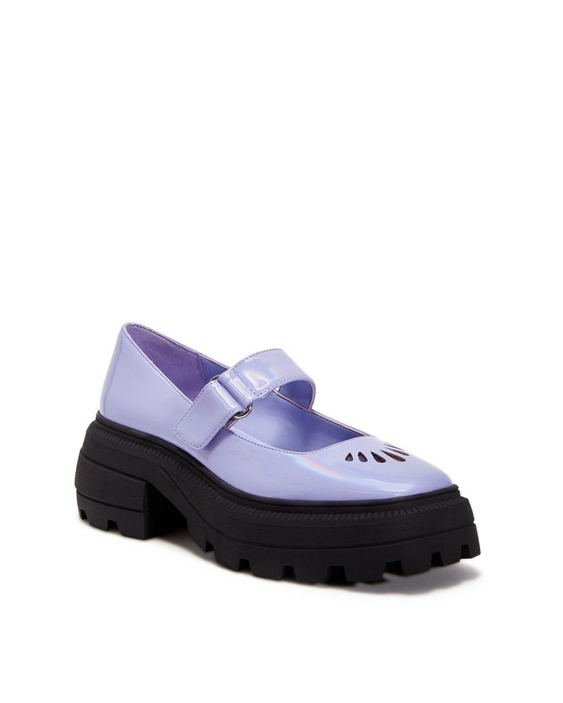 Women's The Geli Combat Mary Jane Stay-Put Lug Sole Loafer Purple $54.74 Shoes