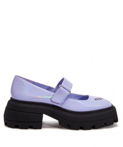 Women's The Geli Combat Mary Jane Stay-Put Lug Sole Loafer Purple $54.74 Shoes