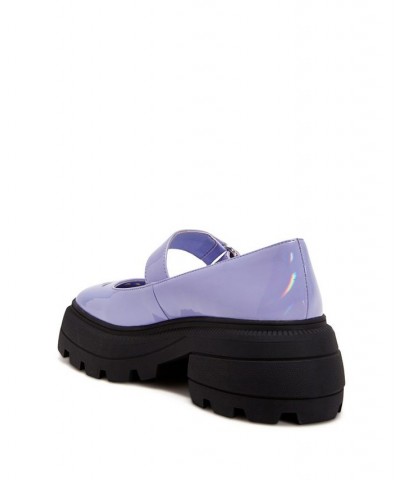 Women's The Geli Combat Mary Jane Stay-Put Lug Sole Loafer Purple $54.74 Shoes