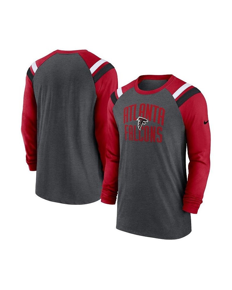 Men's Heathered Charcoal and Red Atlanta Falcons Tri-Blend Raglan Athletic Long Sleeve Fashion T-shirt $34.44 T-Shirts