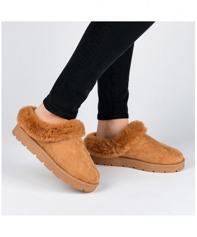 Women's Faux Fur Trim Whisp Slipper Tan/Beige $34.40 Shoes