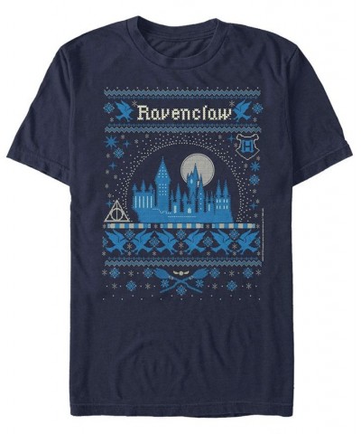 Men's Ravenclaw Sweater Short Sleeve Crew T-shirt Blue $14.35 T-Shirts