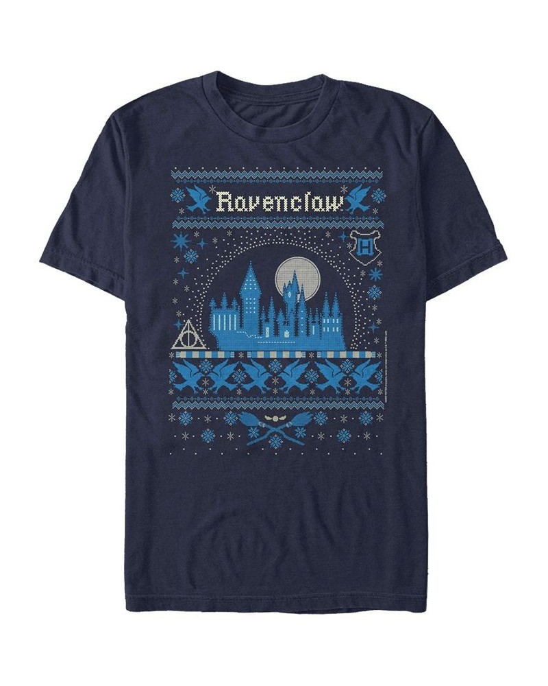 Men's Ravenclaw Sweater Short Sleeve Crew T-shirt Blue $14.35 T-Shirts