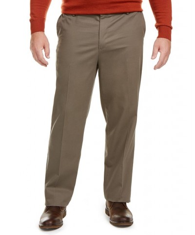 Men's Big & Tall Signature Lux Cotton Classic Fit Creased Stretch Khaki Pants Brown $35.39 Pants